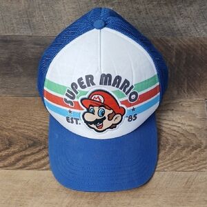 Super Mario Blue & White Baseball Snapback Adjustable Cap